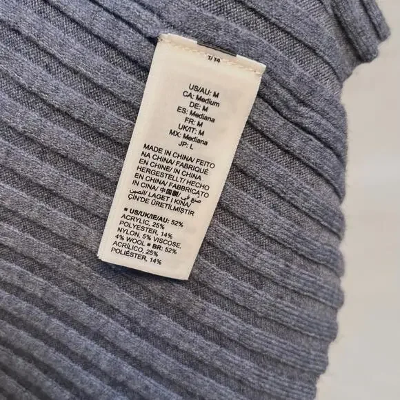 THE DROP🩶RIBBED LONG-SLEEVE KNIT MIDI DRESS – Cozy Chic in Heathered Blue-Gray - Picture 6 of 6